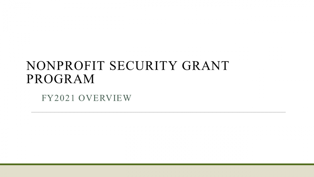 Nonprofit Security Grant Program (NSGP) Homeland Security